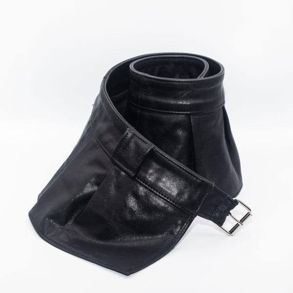 Ceinture Plastron en Cuir Noir