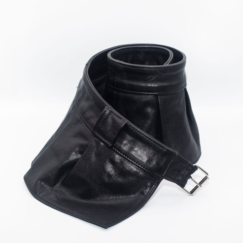 Ceinture Plastron en Cuir Noir