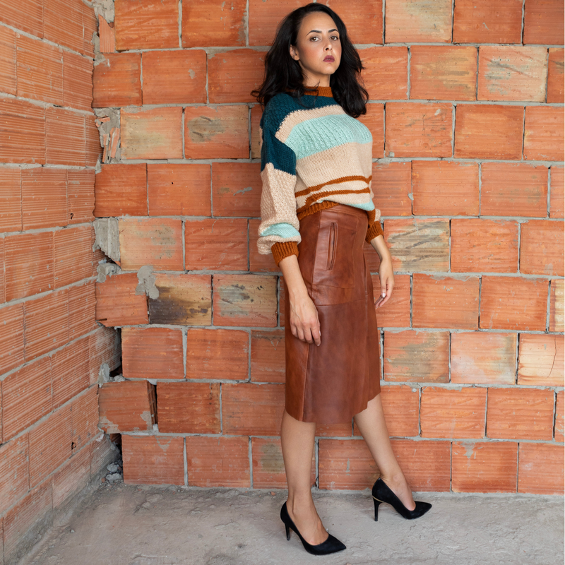 Jupe Taziri – Cuir Lisse Marron