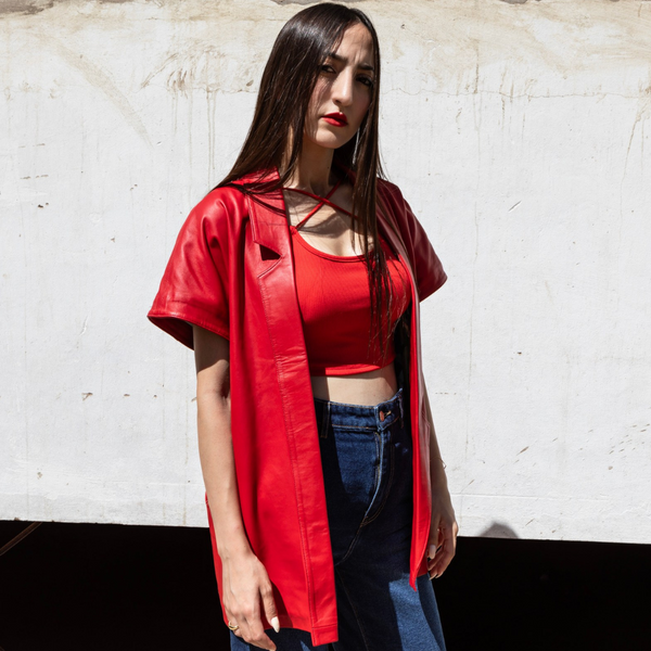 Veste « YIMA » – Cuir Rouge