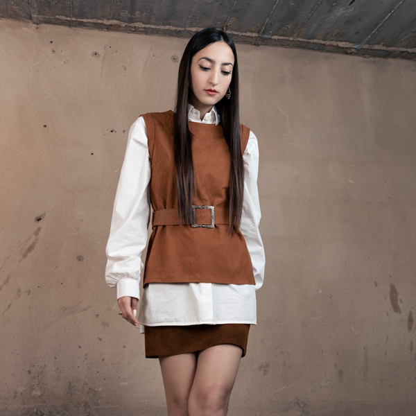 Gilet « Touda » – Daim Marron